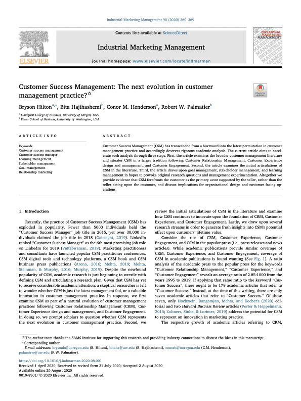 Customer Success Management: The next evolution in customer management practice?