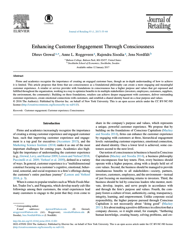 Enhancing Customer Engagement Through Consciousness