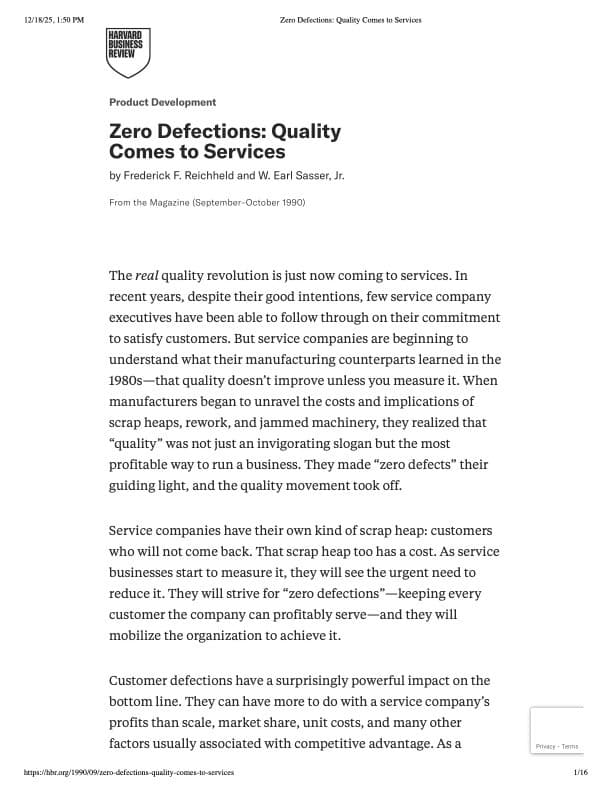 Zero Defections: Quality Comes to Services